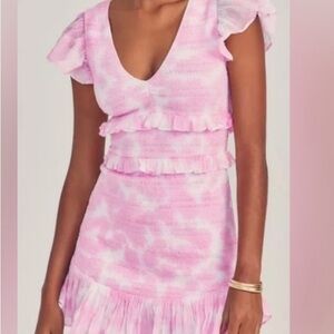 LoveShackFancy Pink ruffle mini dress